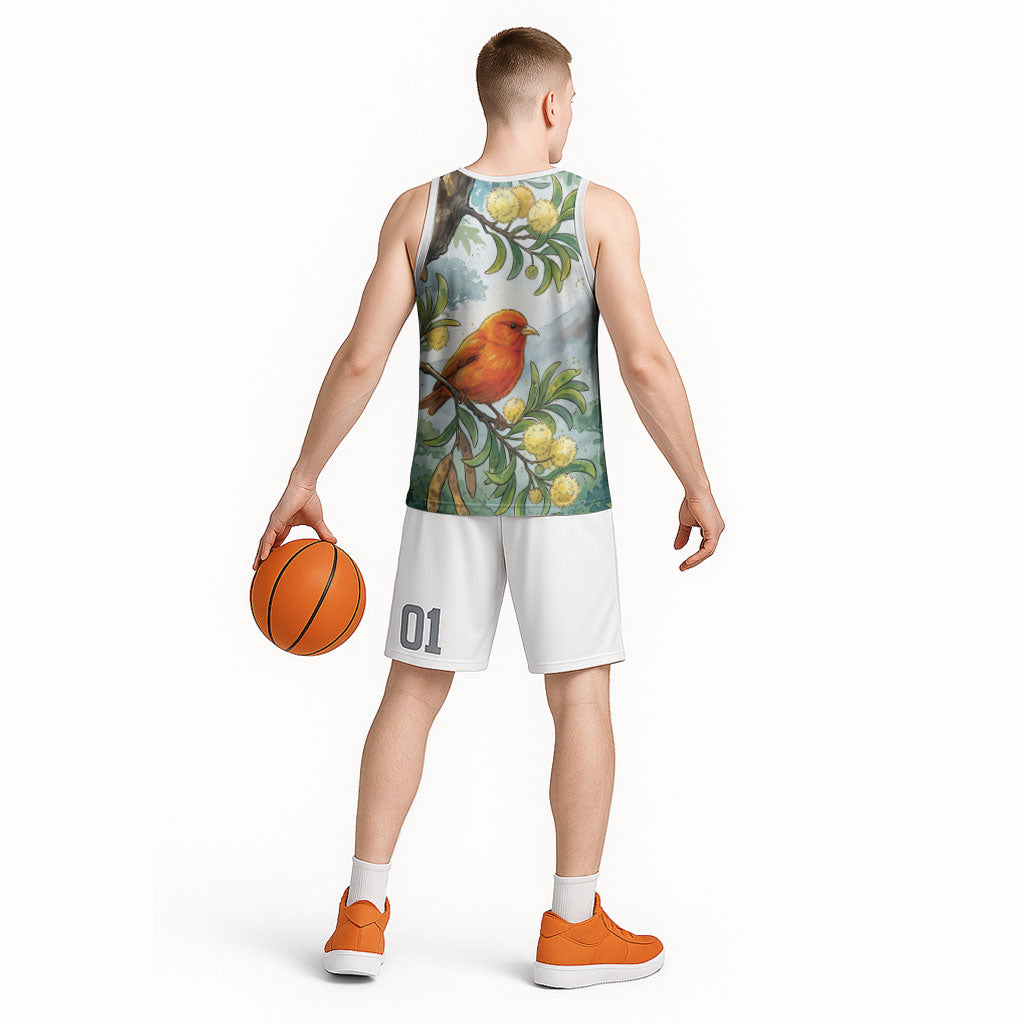 Aloha Hawaii Akepa Koa Tree Watercolor Basketball Jersey LT14 - Polynesian Pride
