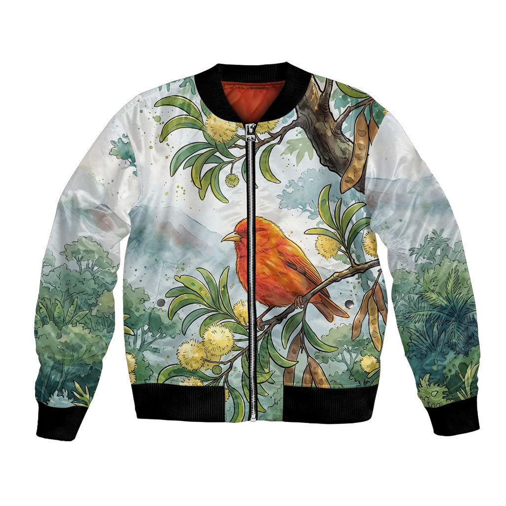 Aloha Hawaii Akepa Koa Tree Watercolor Bomber Jacket LT14 Unisex Watercolor - Polynesian Pride