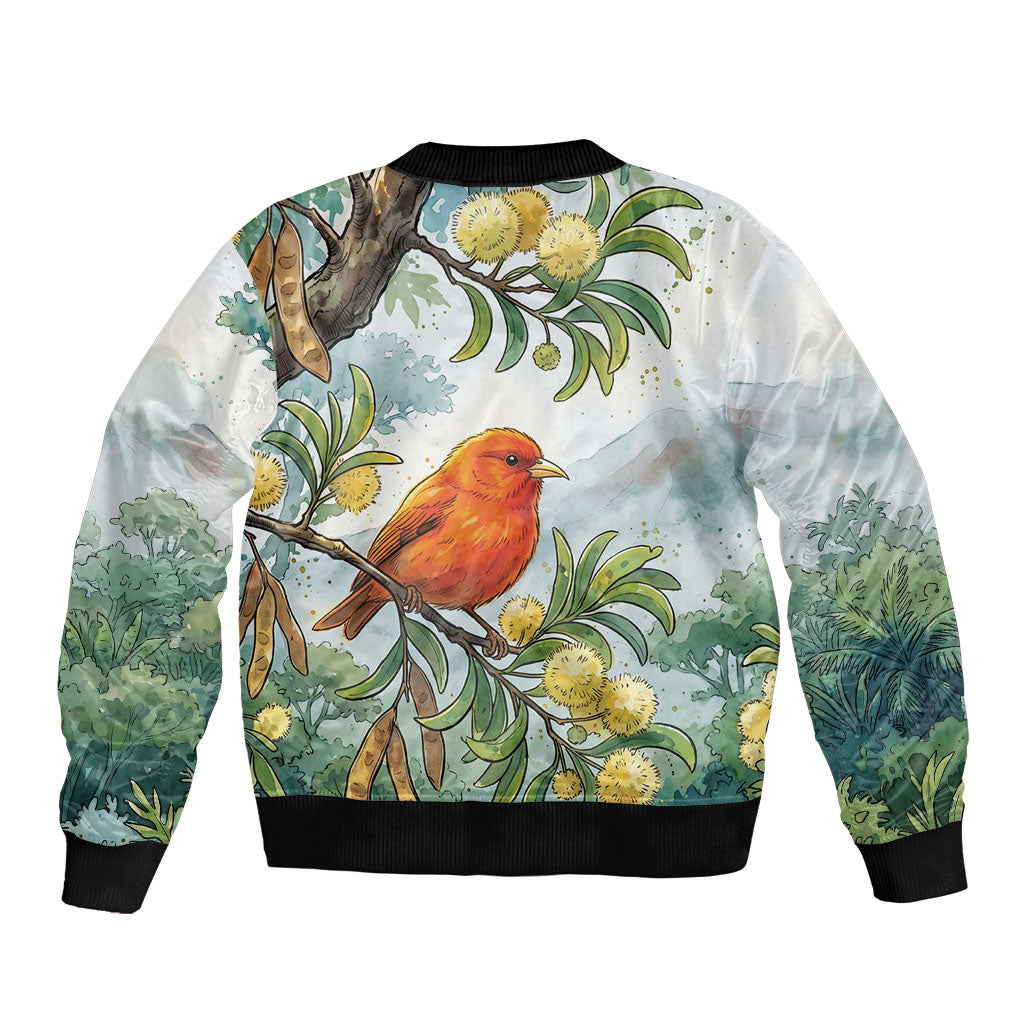 Aloha Hawaii Akepa Koa Tree Watercolor Bomber Jacket LT14 - Polynesian Pride