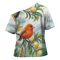 Aloha Hawaii Akepa Koa Tree Watercolor Cross Shoulder Shirt