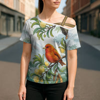 Aloha Hawaii Akepa Koa Tree Watercolor Cross Shoulder Shirt