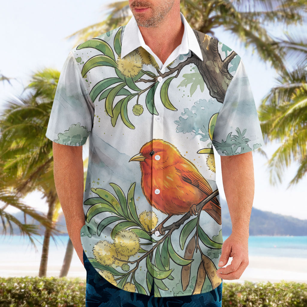 Aloha Hawaii Akepa Koa Tree Watercolor Hawaiian Shirt LT14 - Polynesian Pride
