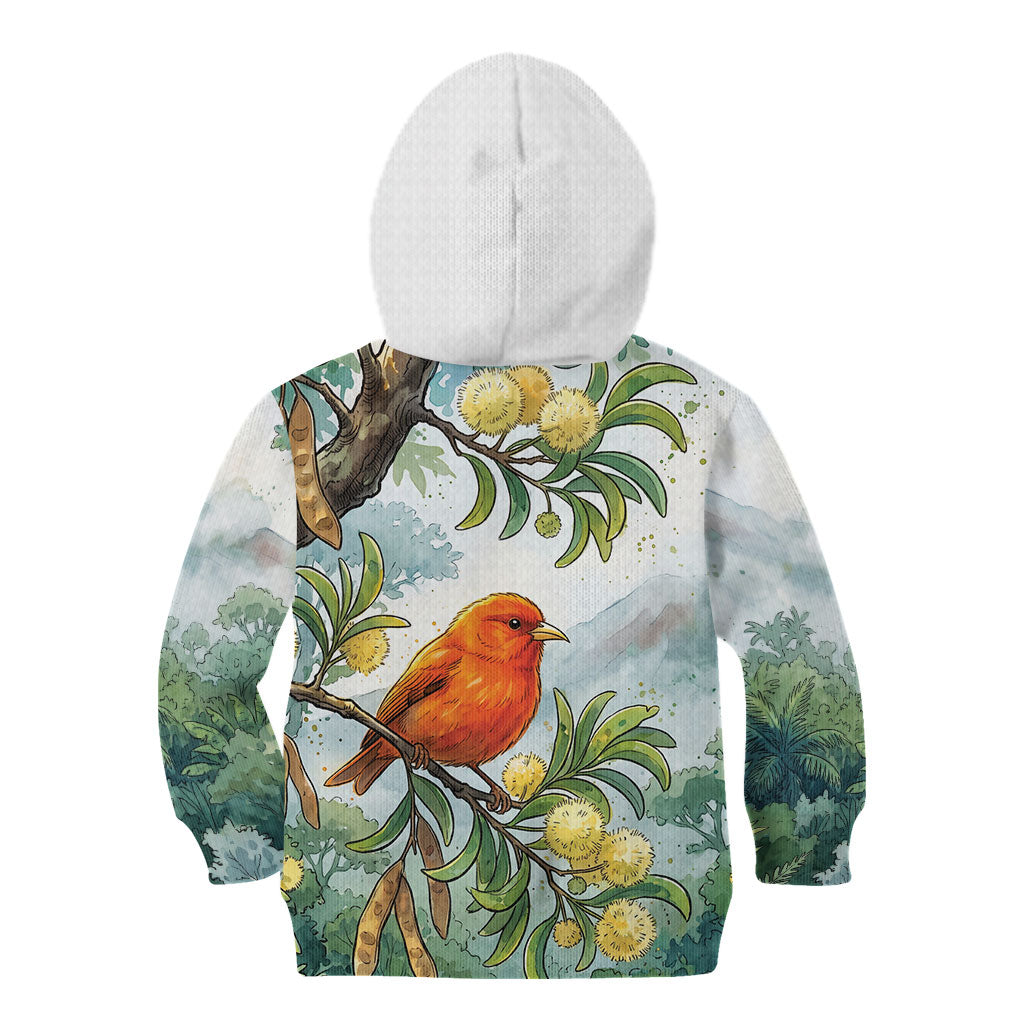 Aloha Hawaii Akepa Koa Tree Watercolor Kid Hoodie