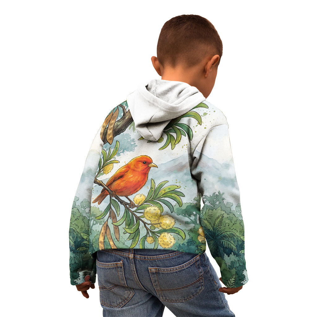 Aloha Hawaii Akepa Koa Tree Watercolor Kid Hoodie