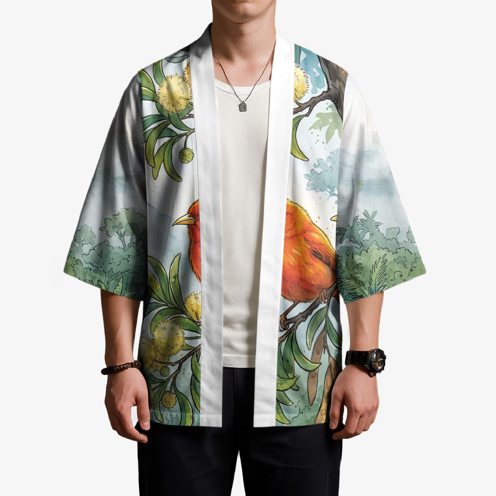 Aloha Hawaii Akepa Koa Tree Watercolor Kimono LT14 - Polynesian Pride