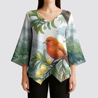 Aloha Hawaii Akepa Koa Tree Watercolor Kimono Sleeve Blouse LT14 - Polynesian Pride