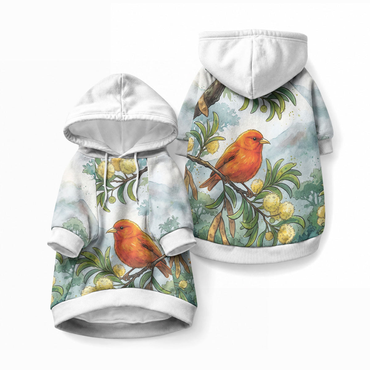 Aloha Hawaii Akepa Koa Tree Watercolor Pet Hoodie LT14 Pullover Watercolor - Polynesian Pride
