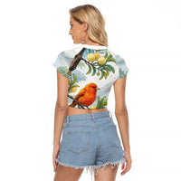 Aloha Hawaii Akepa Koa Tree Watercolor Raglan Cropped T Shirt
