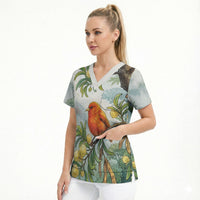 Aloha Hawaii Akepa Koa Tree Watercolor Scrub Top LT14 - Polynesian Pride
