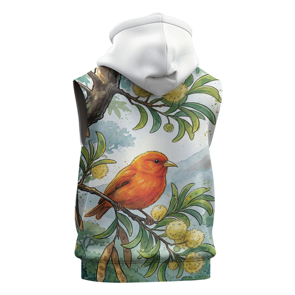 Aloha Hawaii Akepa Koa Tree Watercolor Sleeveless Hoodie LT14 - Polynesian Pride