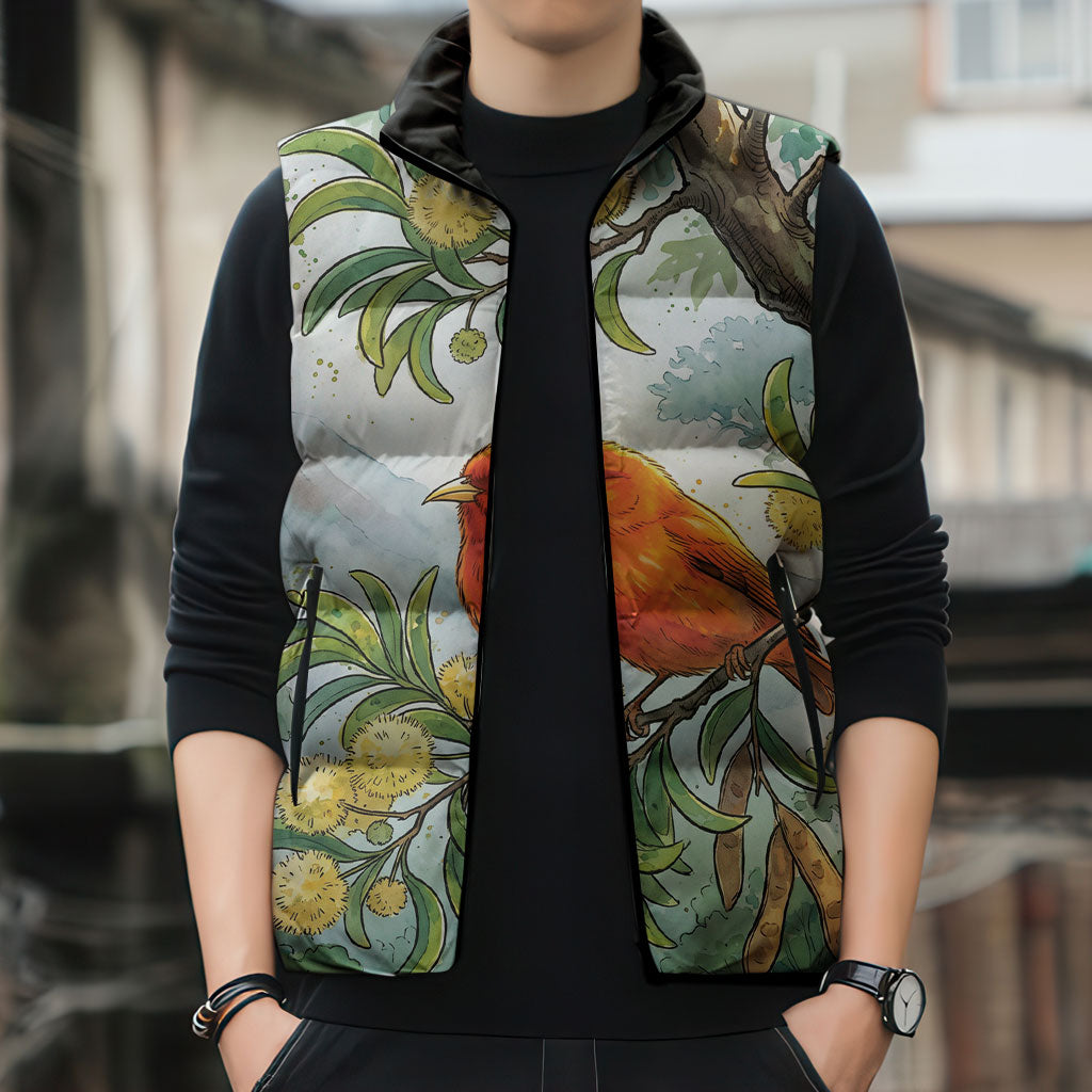 Aloha Hawaii Akepa Koa Tree Watercolor Sleeveless Puffer Jacket LT14 - Polynesian Pride