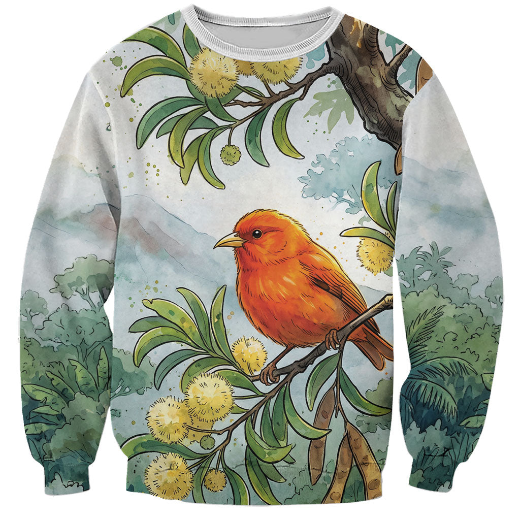 Aloha Hawaii Akepa Koa Tree Watercolor Sweatshirt LT14 Unisex Watercolor - Polynesian Pride