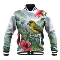 Aloha Hawaii Maui Parrotbill Hibiscus Watercolor Baseball Jacket