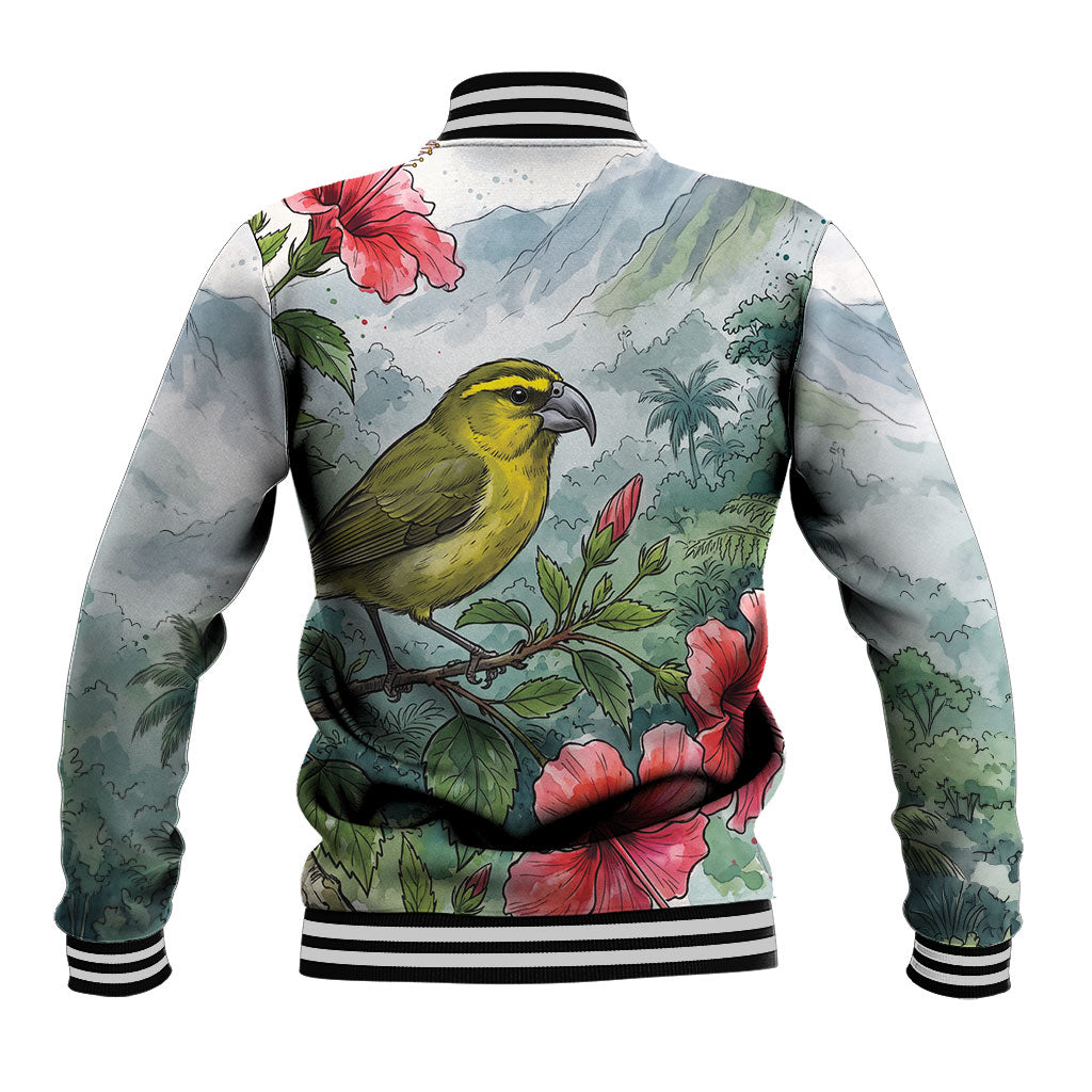 Aloha Hawaii Maui Parrotbill Hibiscus Watercolor Baseball Jacket