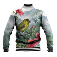 Aloha Hawaii Maui Parrotbill Hibiscus Watercolor Baseball Jacket