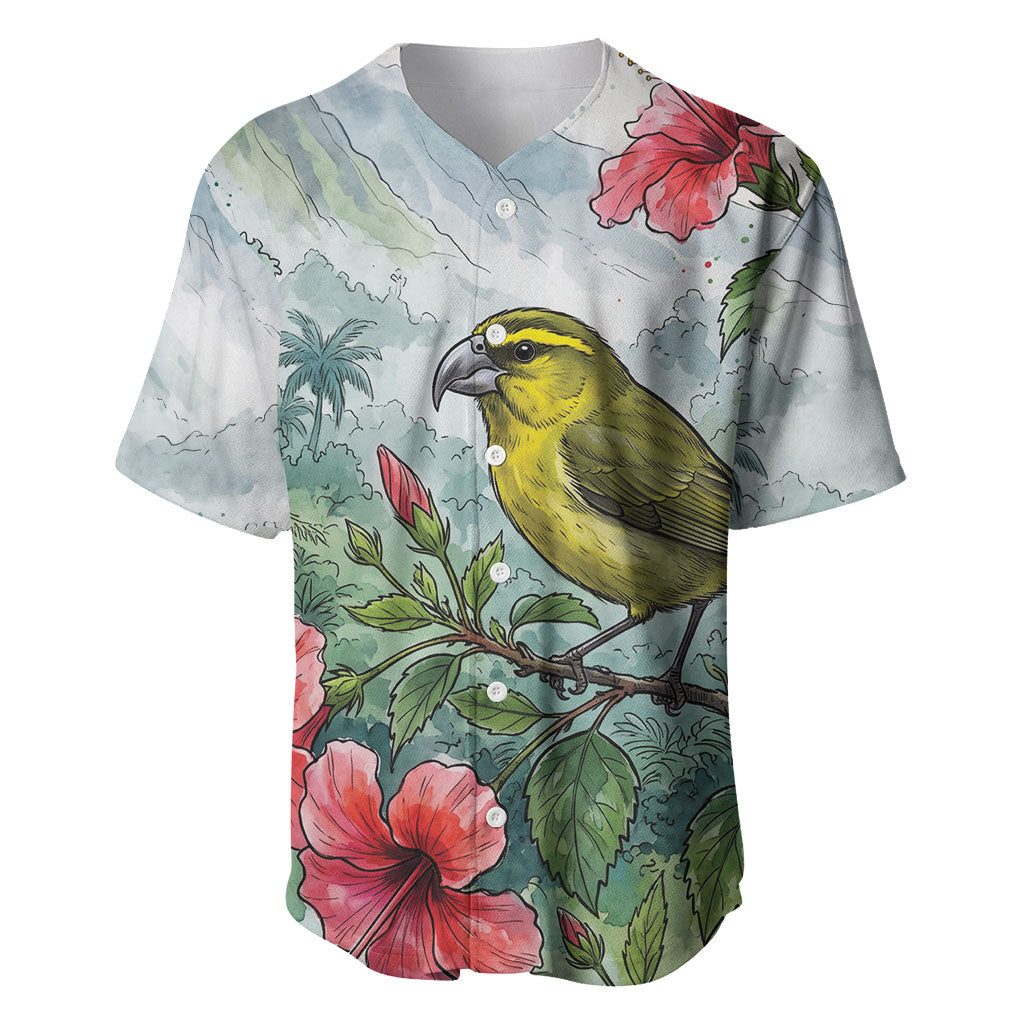 Aloha Hawaii Maui Parrotbill Hibiscus Watercolor Baseball Jersey