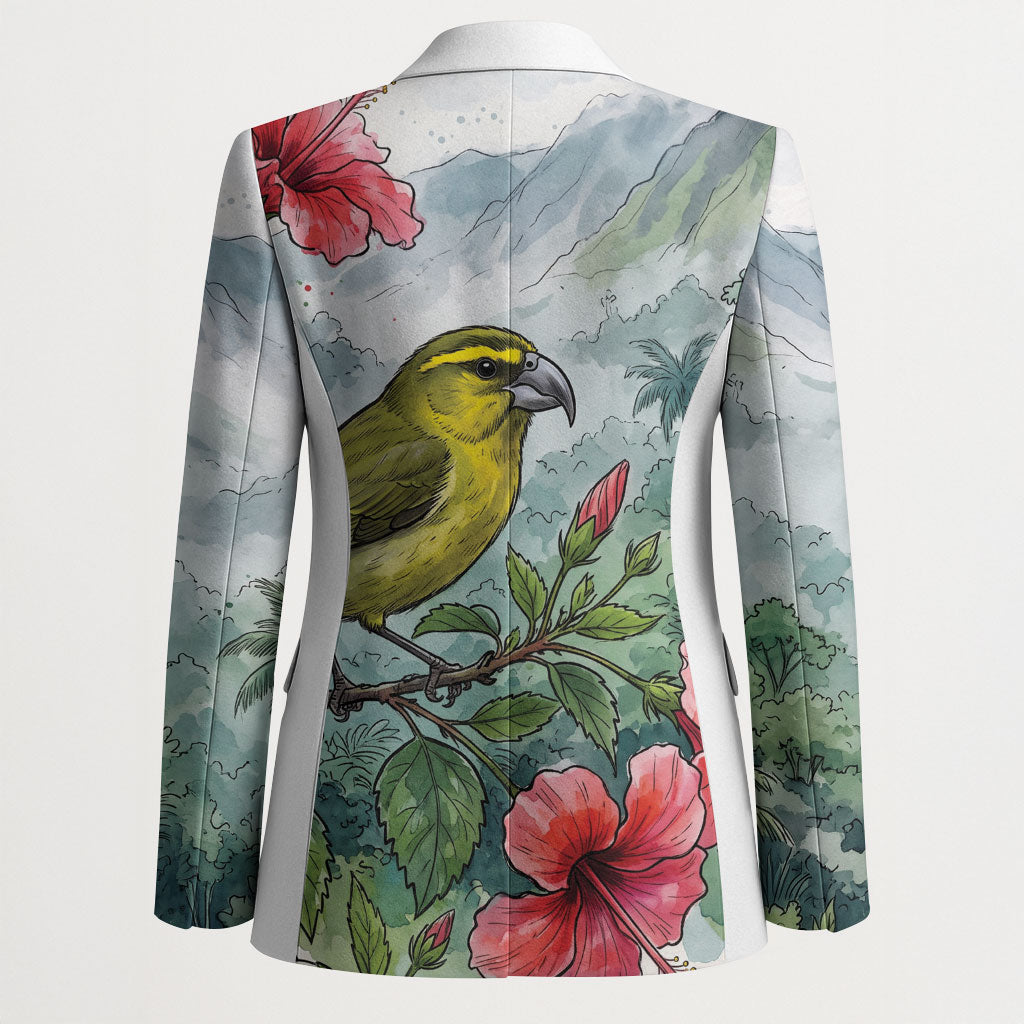 Aloha Hawaii Maui Parrotbill Hibiscus Watercolor Blazer LT14 - Polynesian Pride