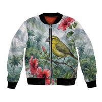 Aloha Hawaii Maui Parrotbill Hibiscus Watercolor Bomber Jacket LT14 Unisex Watercolor - Polynesian Pride