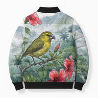 Aloha Hawaii Maui Parrotbill Hibiscus Watercolor Bomber Puffer Jacket LT14 - Polynesian Pride