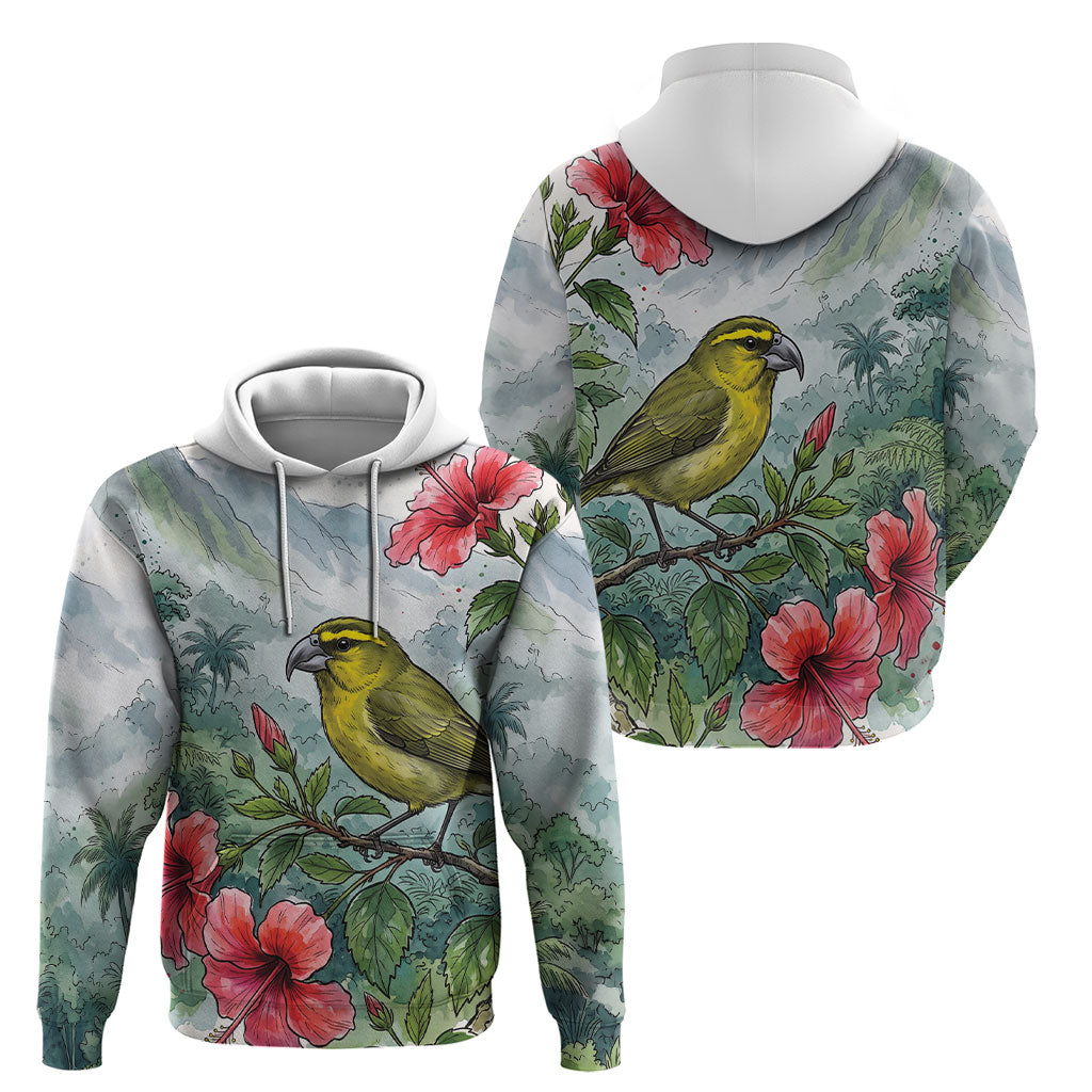 Aloha Hawaii Maui Parrotbill Hibiscus Watercolor Hoodie LT14 - Polynesian Pride
