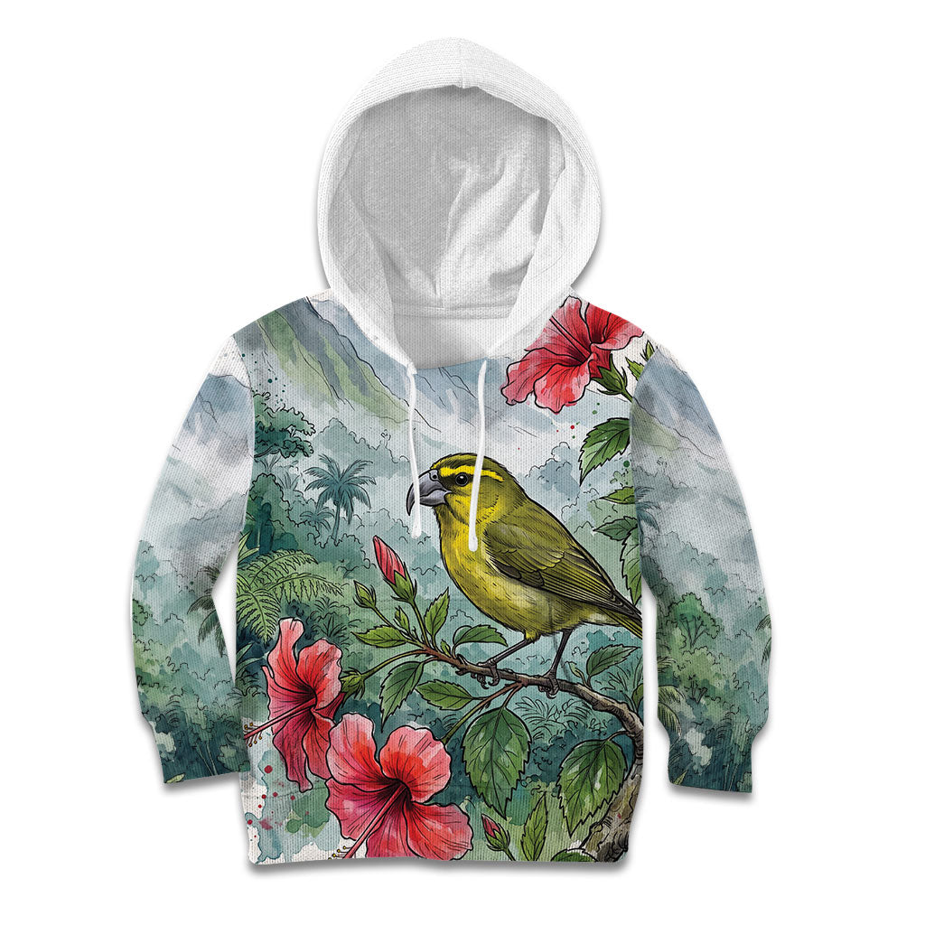 Aloha Hawaii Maui Parrotbill Hibiscus Watercolor Kid Hoodie LT14 Hoodie Watercolor - Polynesian Pride