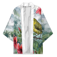 Aloha Hawaii Maui Parrotbill Hibiscus Watercolor Kimono LT14 Unisex Watercolor - Polynesian Pride