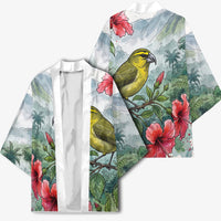 Aloha Hawaii Maui Parrotbill Hibiscus Watercolor Kimono LT14 - Polynesian Pride
