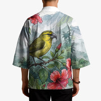 Aloha Hawaii Maui Parrotbill Hibiscus Watercolor Kimono LT14 - Polynesian Pride