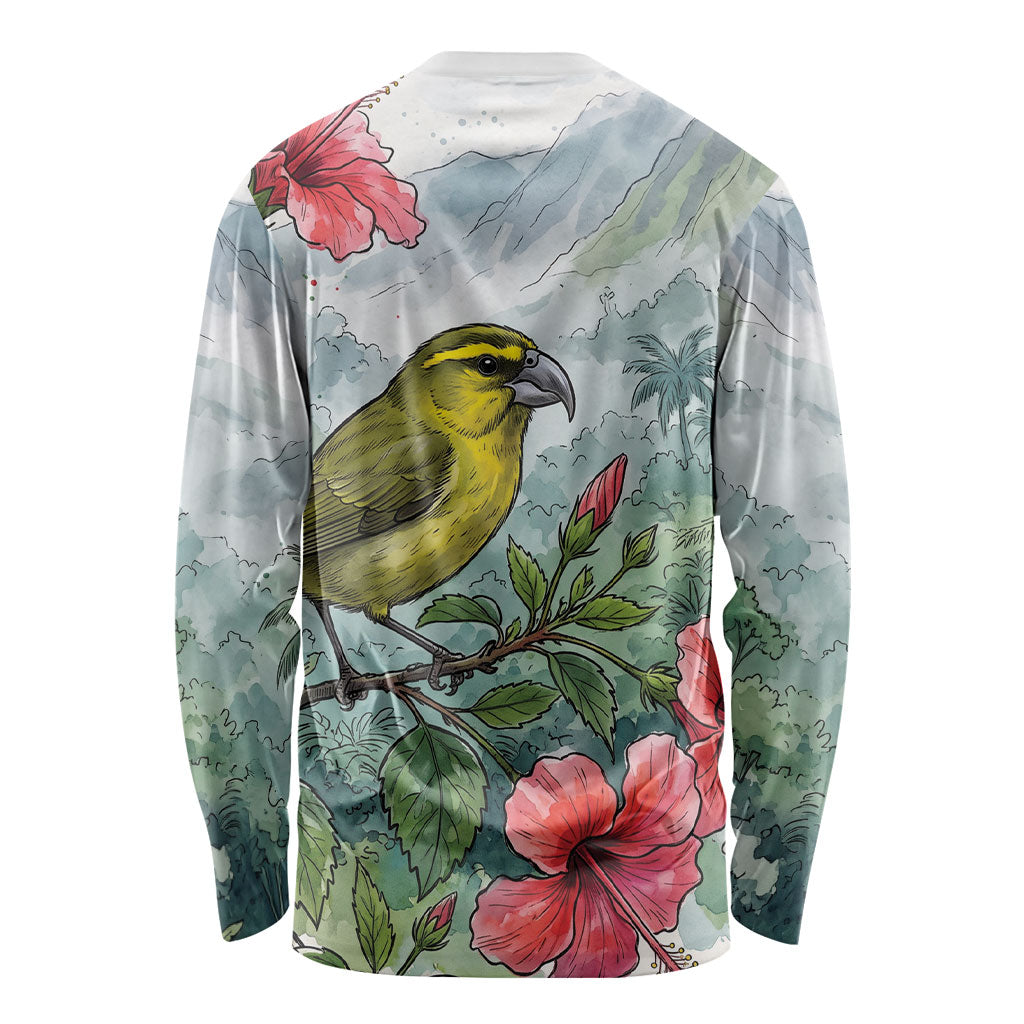 Aloha Hawaii Maui Parrotbill Hibiscus Watercolor Long Sleeve Shirt LT14 - Polynesian Pride