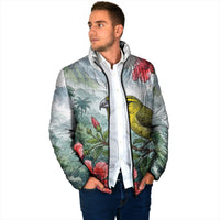 Aloha Hawaii Maui Parrotbill Hibiscus Watercolor Padded Jacket