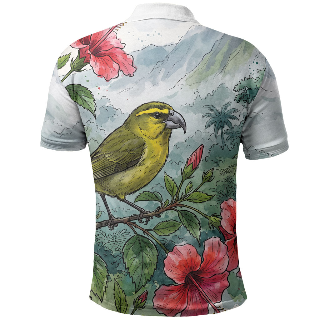 Aloha Hawaii Maui Parrotbill Hibiscus Watercolor Polo Shirt LT14 - Polynesian Pride