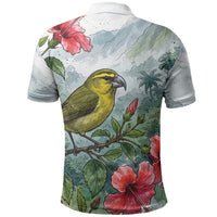 Aloha Hawaii Maui Parrotbill Hibiscus Watercolor Polo Shirt LT14 - Polynesian Pride
