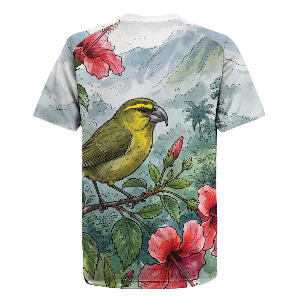 Aloha Hawaii Maui Parrotbill Hibiscus Watercolor Rugby Jersey LT14 - Polynesian Pride