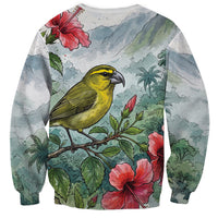 Aloha Hawaii Maui Parrotbill Hibiscus Watercolor Sweatshirt LT14 - Polynesian Pride