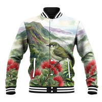 Aloha Hawaii Creeper Ohia Lehua Watercolor Baseball Jacket LT14 Unisex Watercolor - Polynesian Pride
