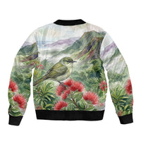 Aloha Hawaii Creeper Ohia Lehua Watercolor Bomber Jacket LT14 - Polynesian Pride
