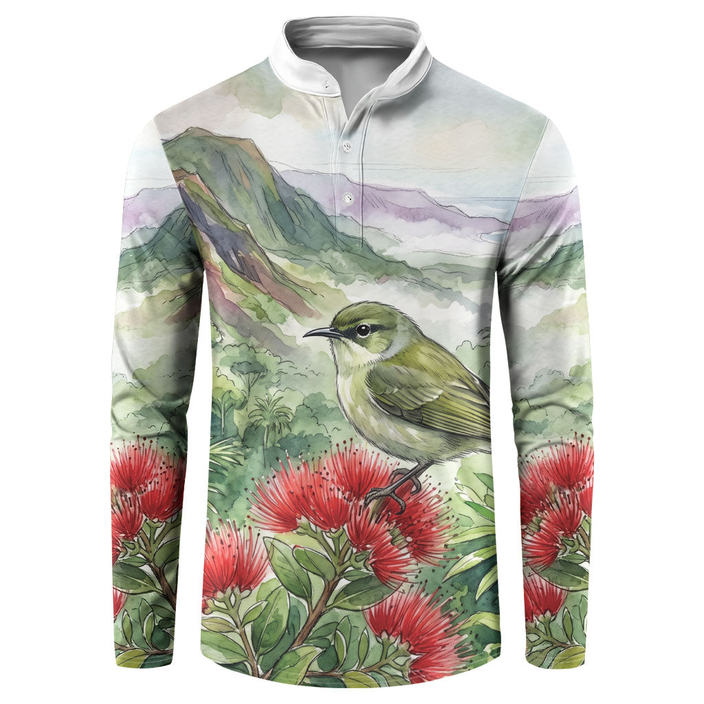 Aloha Hawaii Creeper Ohia Lehua Watercolor Button Sweatshirt
