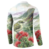 Aloha Hawaii Creeper Ohia Lehua Watercolor Button Sweatshirt