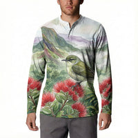 Aloha Hawaii Creeper Ohia Lehua Watercolor Button Sweatshirt