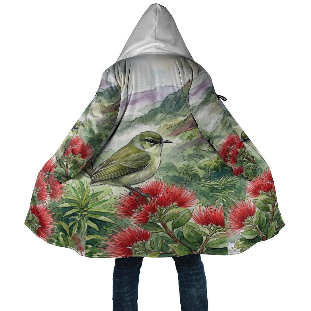Aloha Hawaii Creeper Ohia Lehua Watercolor Cloak