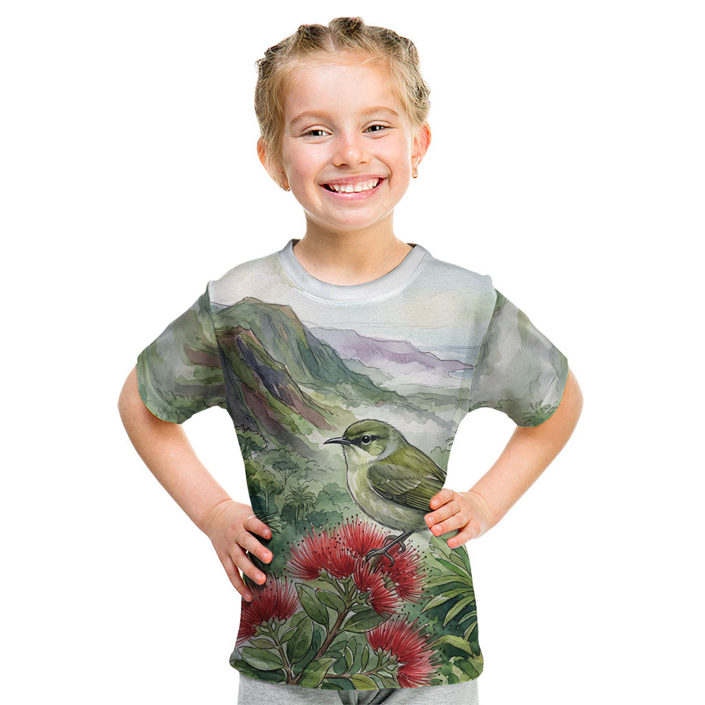 Aloha Hawaii Creeper Ohia Lehua Watercolor Kid T Shirt LT14 Watercolor - Polynesian Pride