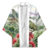 Aloha Hawaii Creeper Ohia Lehua Watercolor Kimono LT14 Unisex Watercolor - Polynesian Pride