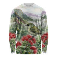Aloha Hawaii Creeper Ohia Lehua Watercolor Long Sleeve Shirt LT14 Unisex Watercolor - Polynesian Pride