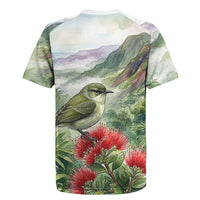 Aloha Hawaii Creeper Ohia Lehua Watercolor Rugby Jersey