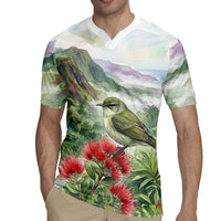 Aloha Hawaii Creeper Ohia Lehua Watercolor Rugby Jersey