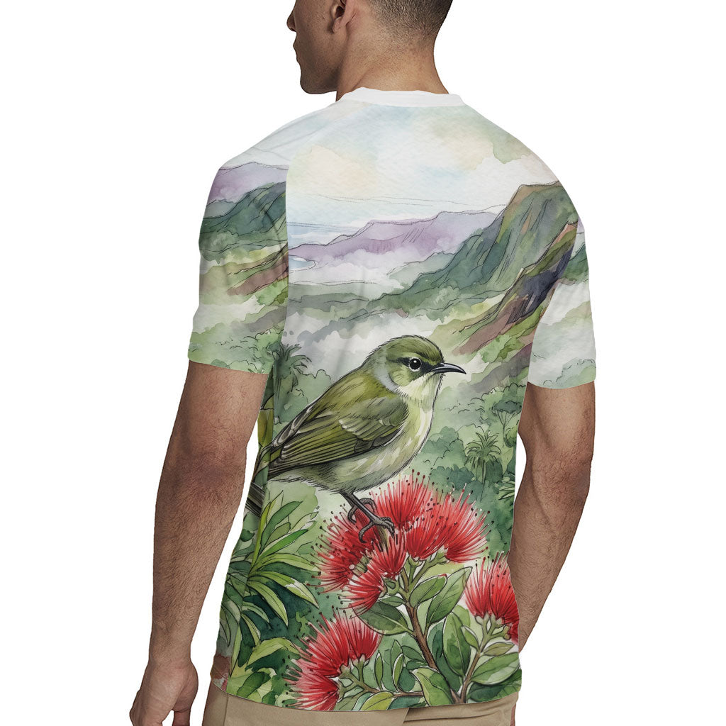 Aloha Hawaii Creeper Ohia Lehua Watercolor Rugby Jersey