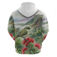 Aloha Hawaii Creeper Ohia Lehua Watercolor Zip Hoodie LT14 - Polynesian Pride
