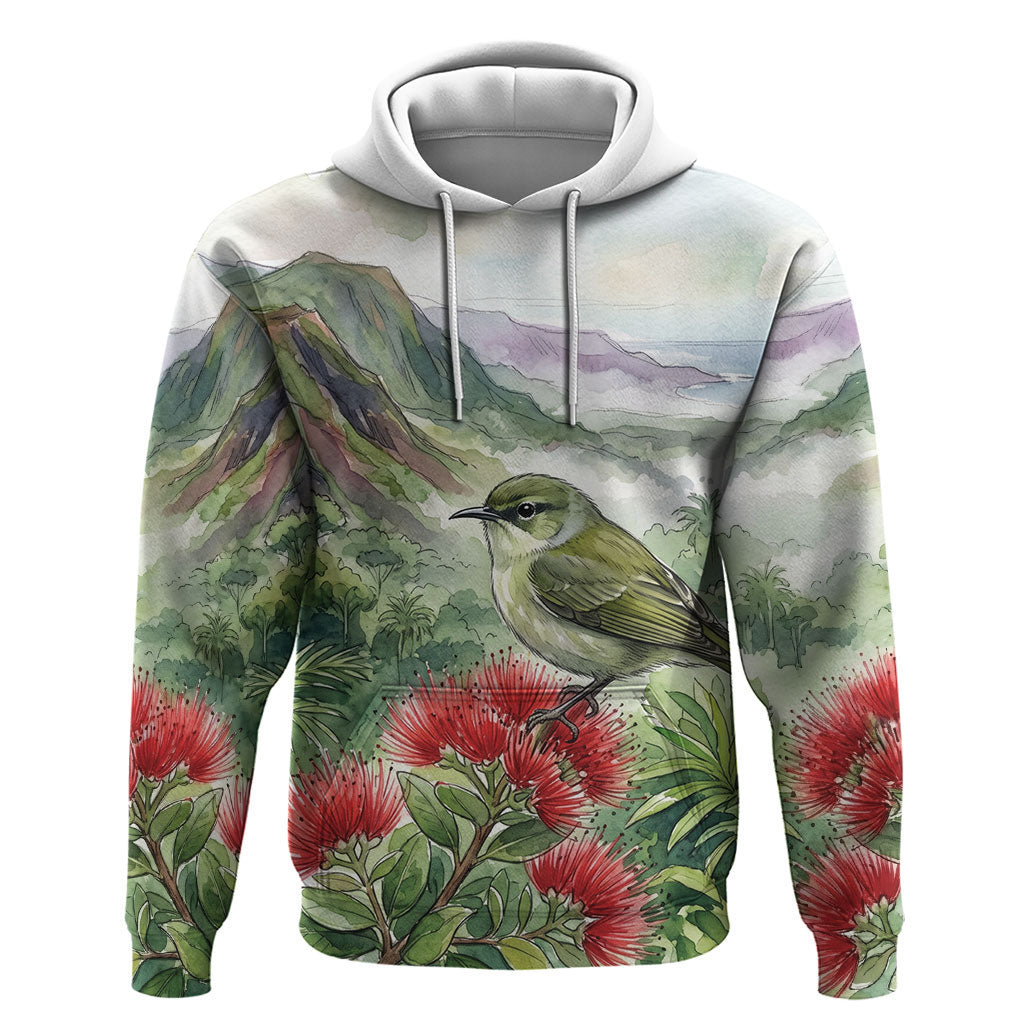 Aloha Hawaii Creeper Ohia Lehua Watercolor Zip Hoodie LT14 Pullover Hoodie Watercolor - Polynesian Pride