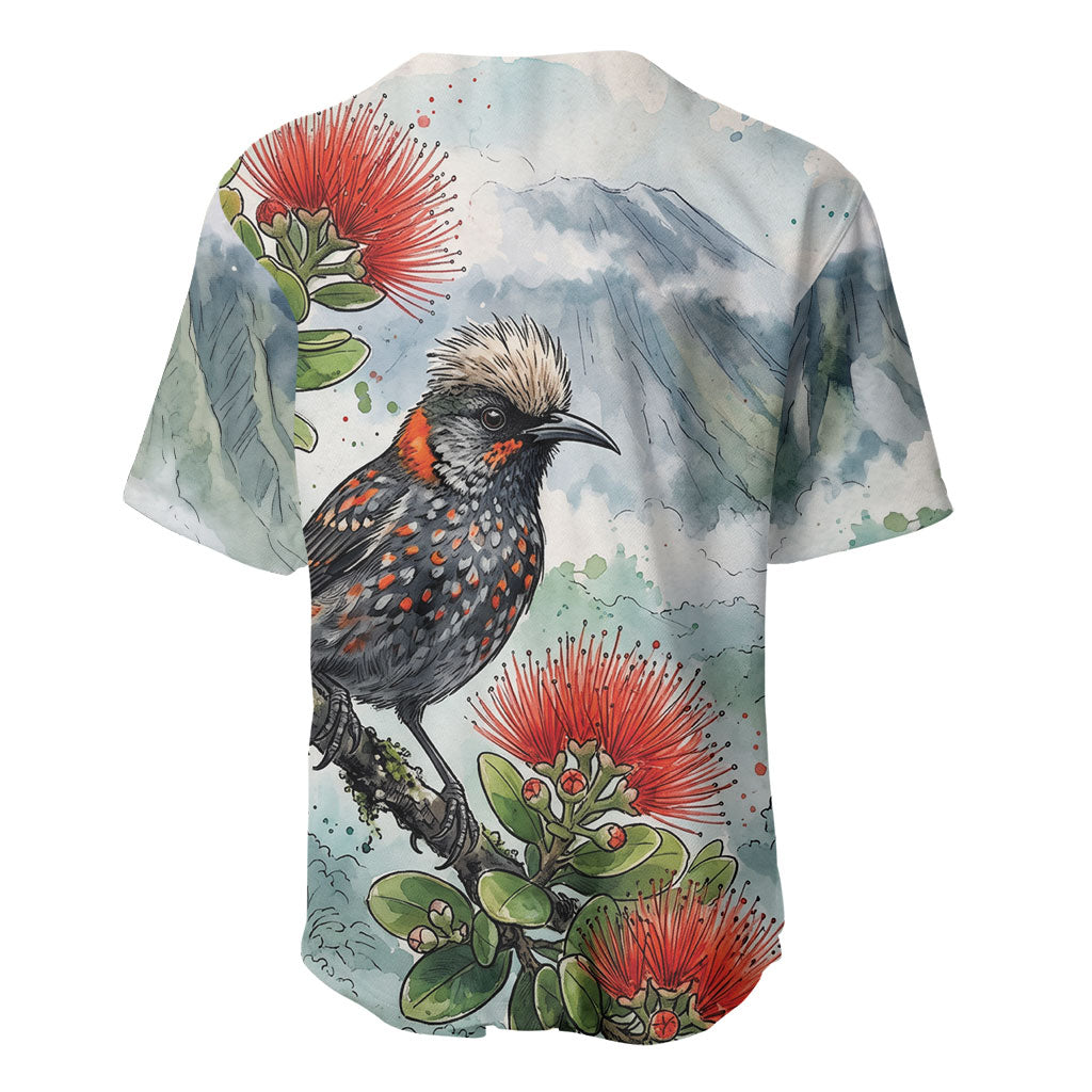 Aloha Hawaii Akohekohe Ohia Lehua Watercolor Baseball Jersey LT14 - Polynesian Pride