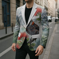 Aloha Hawaii Akohekohe Ohia Lehua Watercolor Blazer